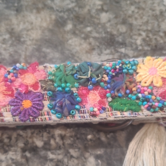 Colorful Floral Embroidered Belt with Tassel - Picture 9 of 14